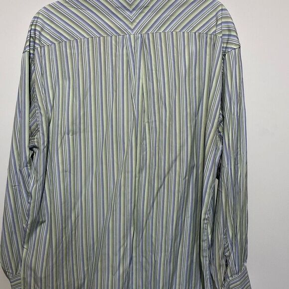 Tommy Hilfiger Men's Striped Button-Down Dress Shirt Blue/Green Size XL - Picture 5 of 7